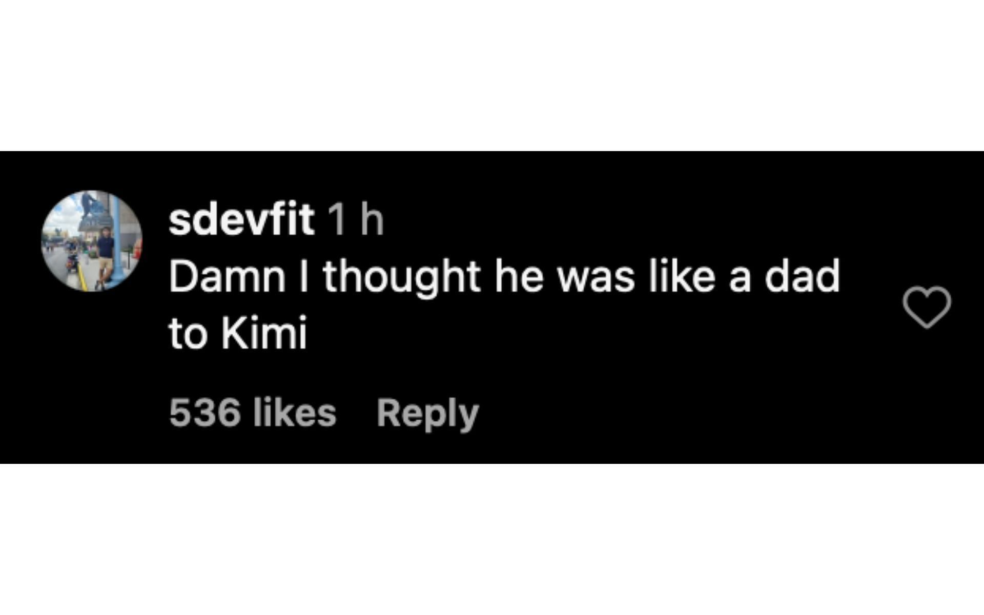 A comment on Sky Sports F1's Instagram post | Source: Instagram
